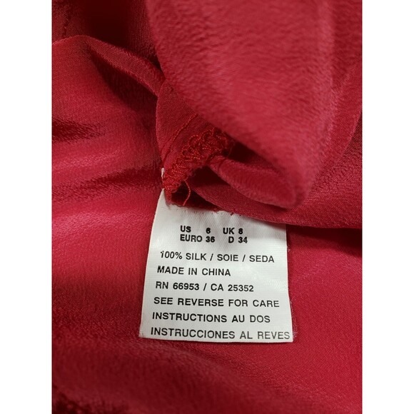 Nipon Studio Women's Top 100% Silk Sleeveless Button Front High Neck Red Sz 6 - Picture 4 of 6